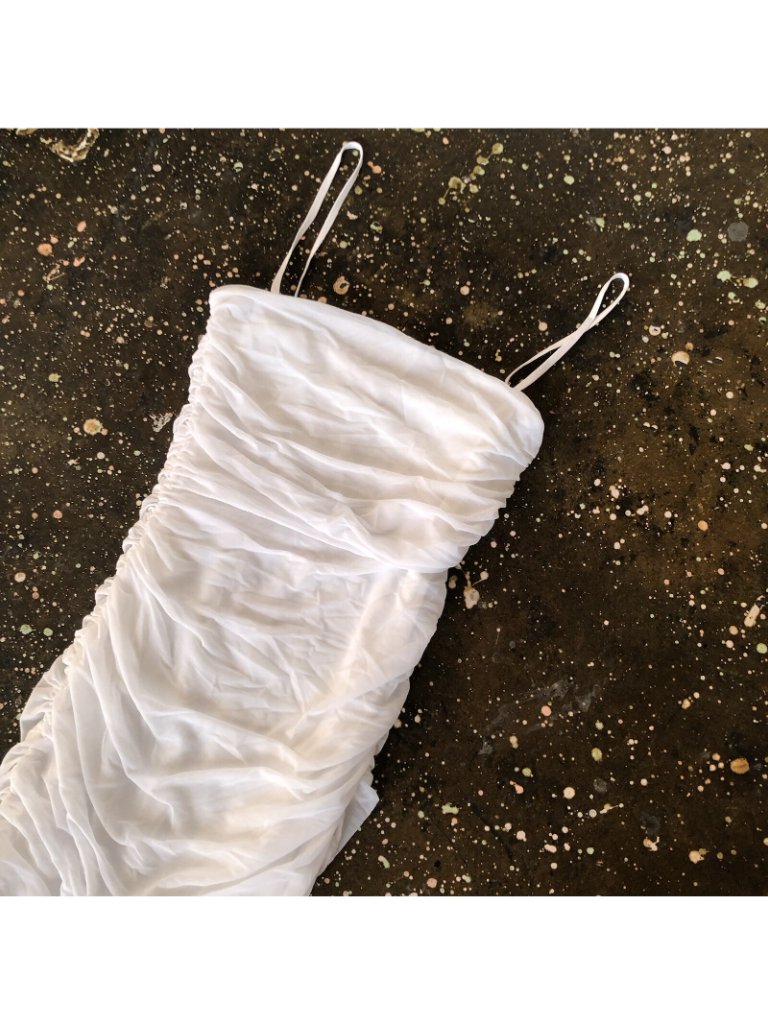 Sndys Simone Dress White Ruched Mesh — image 5 of 7